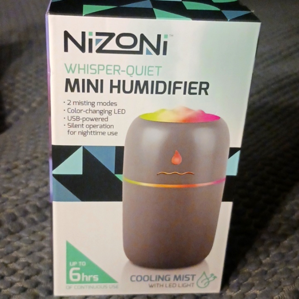 Nizoni Mini Humidifier Whisper Quiet 6 Hour Continues Cooling Mist Led Light